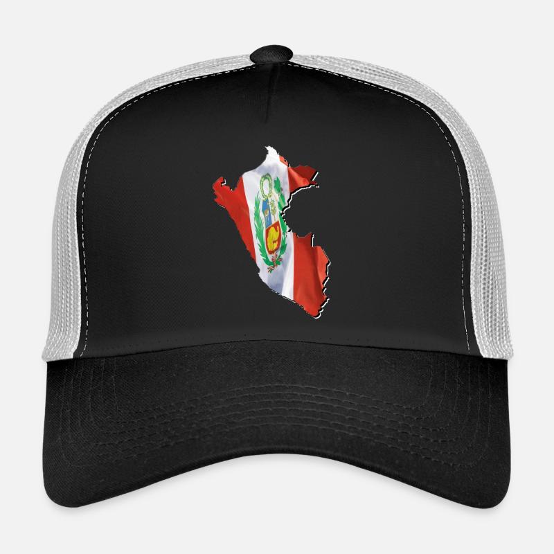 Drapeau du Pérou sur la carte du Pérou Casquette trucker 