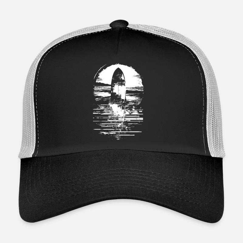 Surfbrett Zeichnung - Trucker Cap - Schwarz/Steingrau