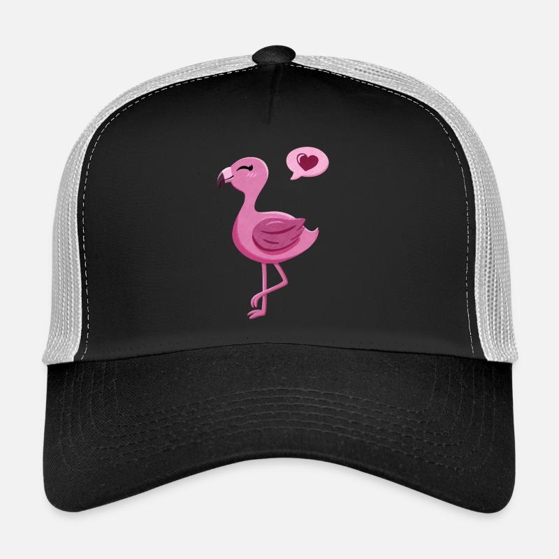 Flamant rose mignon avec coeur Casquette trucker 