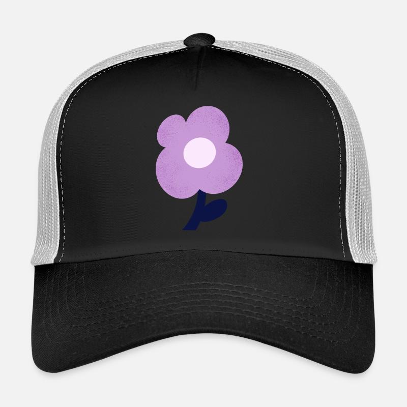 Lila Blume - Trucker Cap - Schwarz/Steingrau