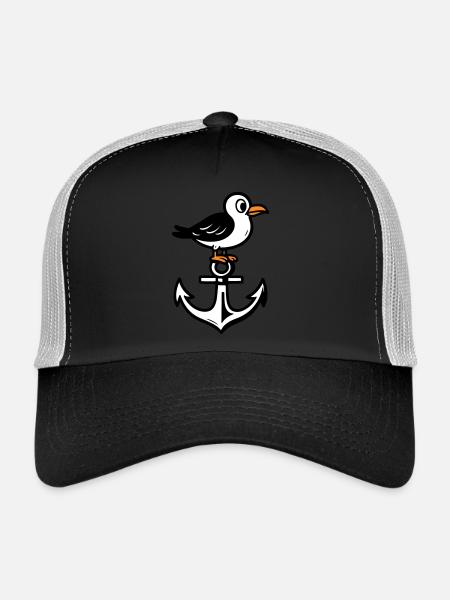 Seagull Anchor Comic - Trucker Cap - black/stone grey - Front