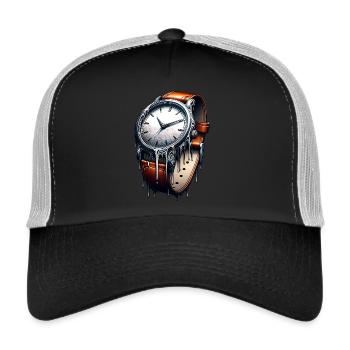 Temps écoulé – Montre-bracelet dégoulinante - Casquette trucker  - noir/gris pierre - Devant