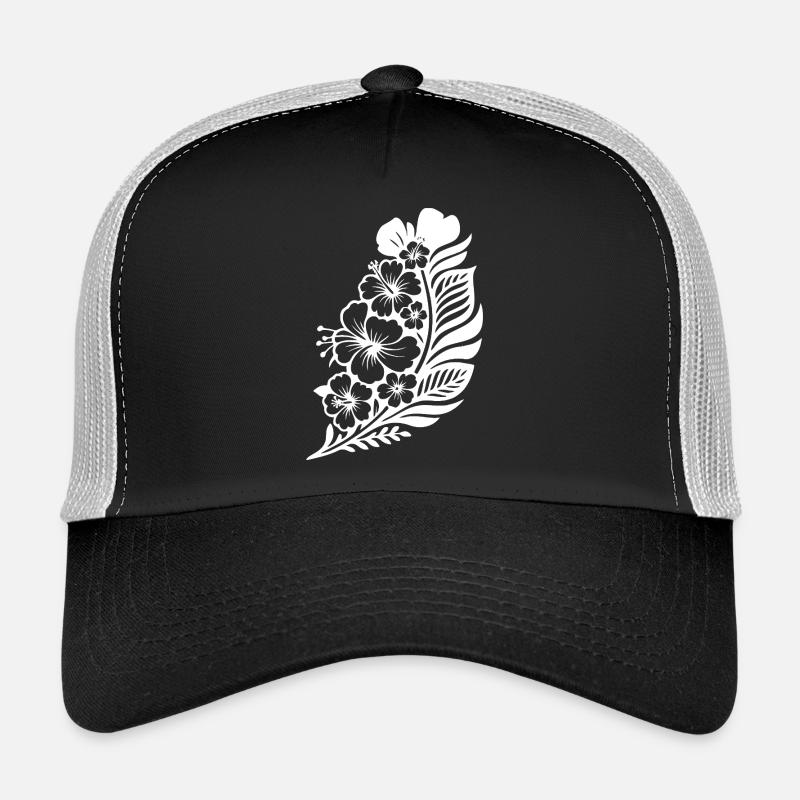 Hibiscus tropical et palmier Casquette trucker 