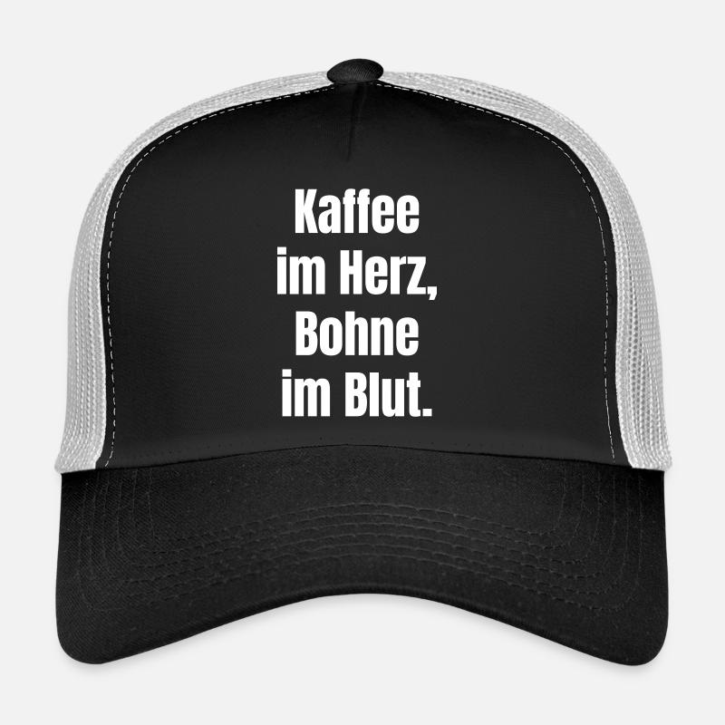 Kaffee im Herzen Blutspruch Trucker Cap