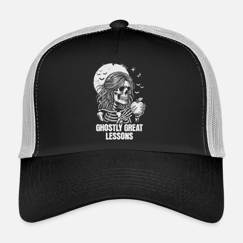 Funny Teacher Skeleton Halloween Classroom - Trucker Cap - Schwarz/Steingrau