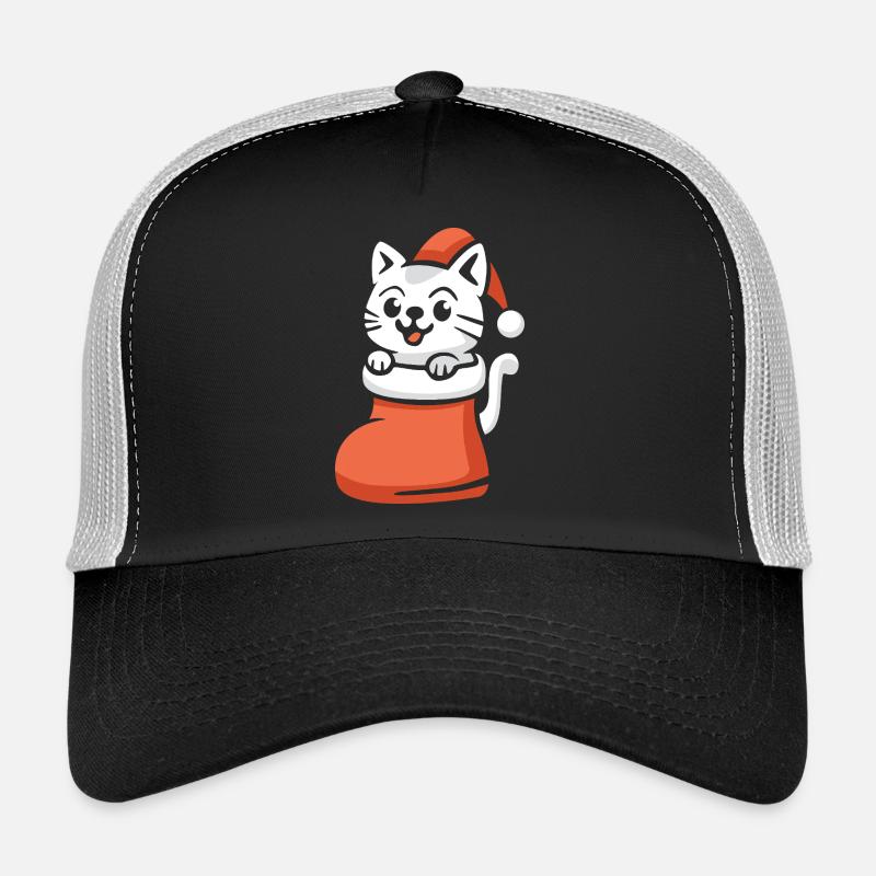 Chat de Noël mignon en bas de Noël dessin animé Casquette trucker 