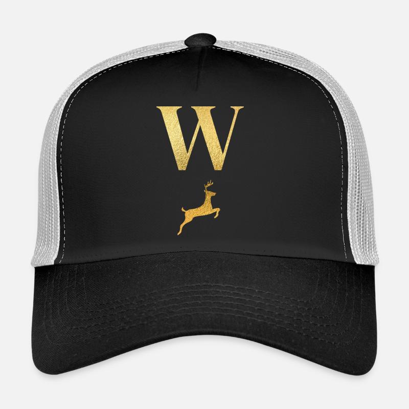 Buchstabe w Goldener Hirsch - Geschenkidee Trucker Cap