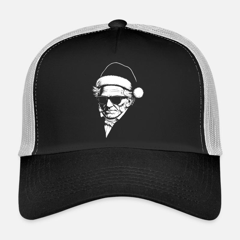 Santa Schopenhauer Noir Portrait mit Sonnenbrille - Trucker Cap - Schwarz/Steingrau