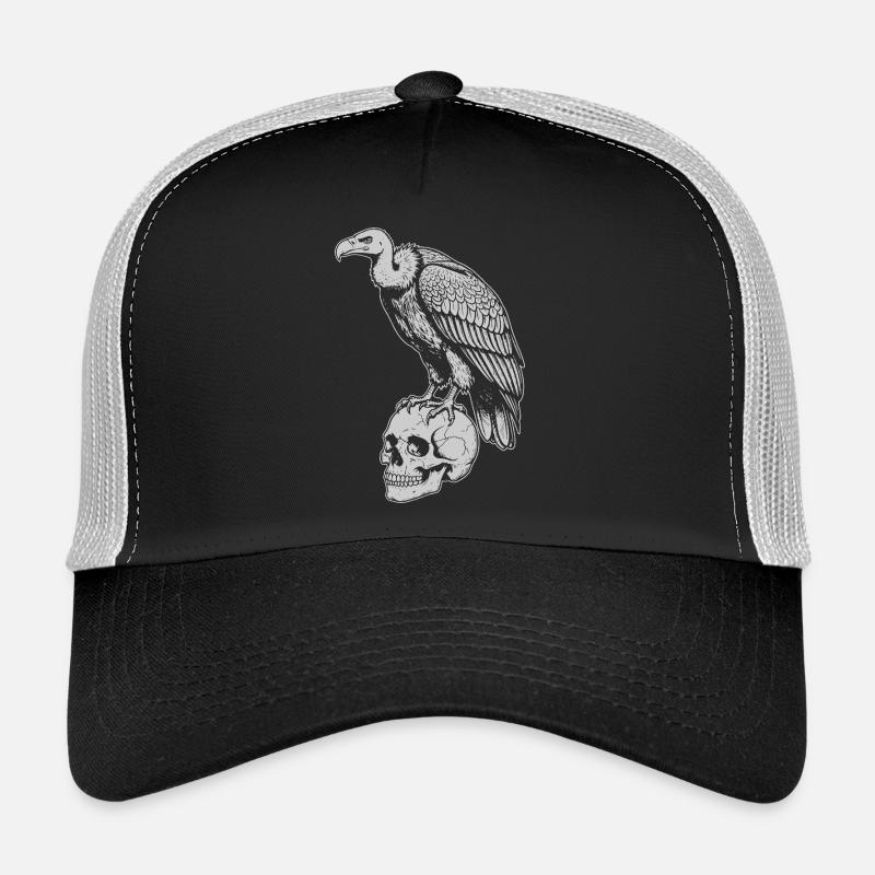 Geier sitzt auf dem Schädel Trucker Cap