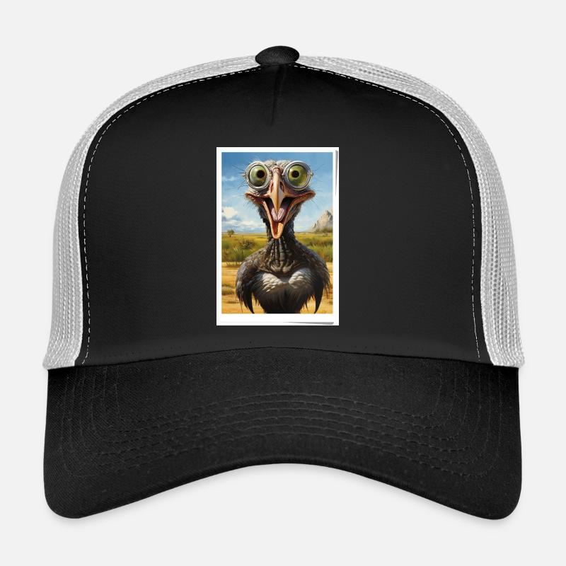 Funny-Strauß in der Wüste - Trucker Cap - Schwarz/Steingrau