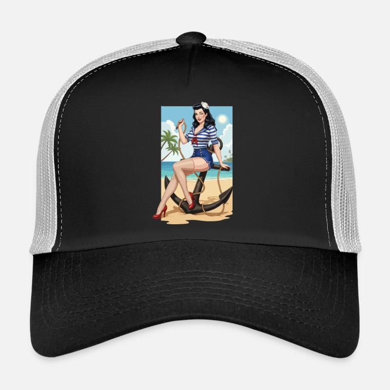 Pin-up de marin de plage Casquette trucker 