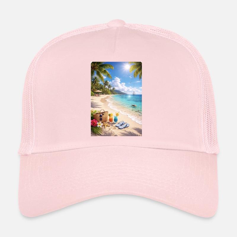 Tropical Beach Dream Palm Tree Paradise Trucker Cap