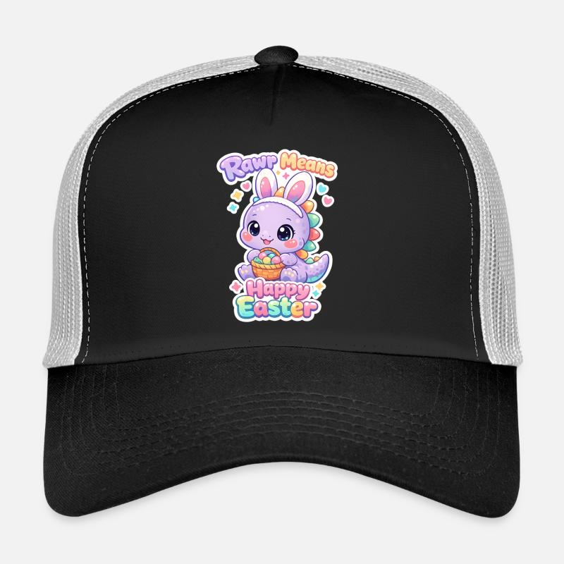 Easter Bunny Dino Rawr Happy Easter T-rex Trucker Cap