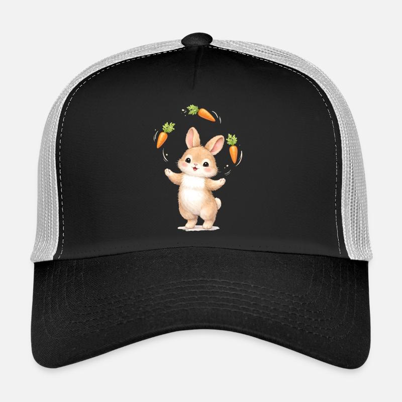 Un lapin mignon jongle avec les carottes Casquette trucker 