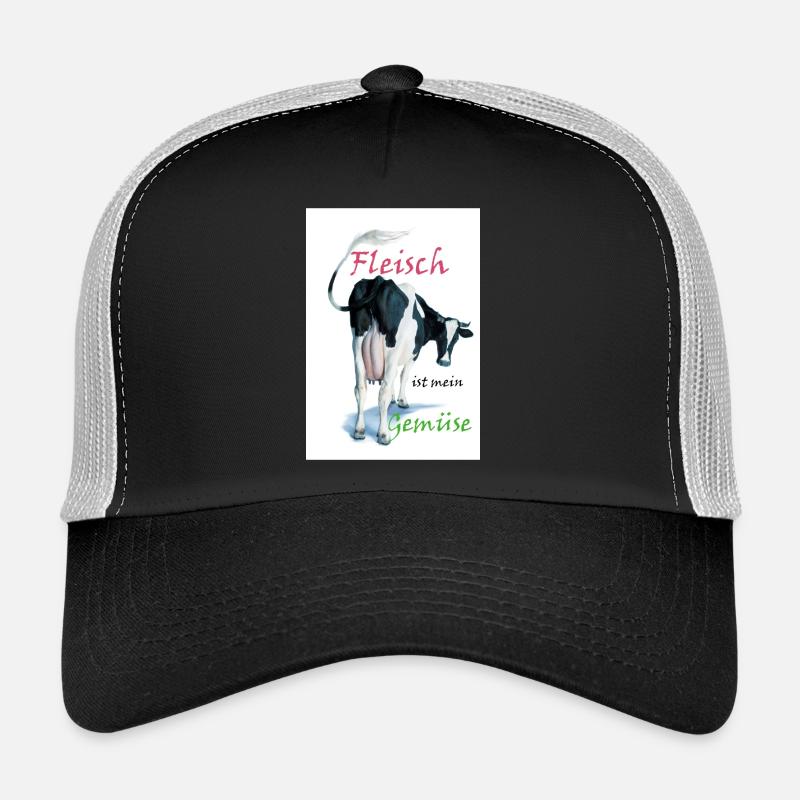 Fleisch ist mein Gemüse - Kuh - Trucker Cap - Schwarz/Steingrau