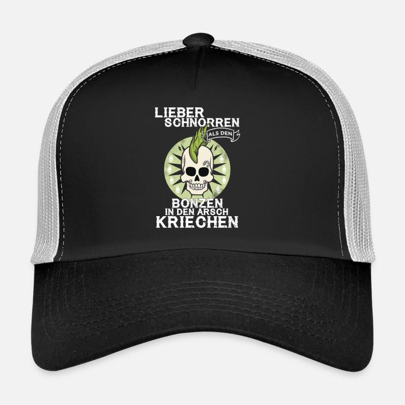 PUNK - Arsch kriechen - Trucker Cap - Schwarz/Steingrau