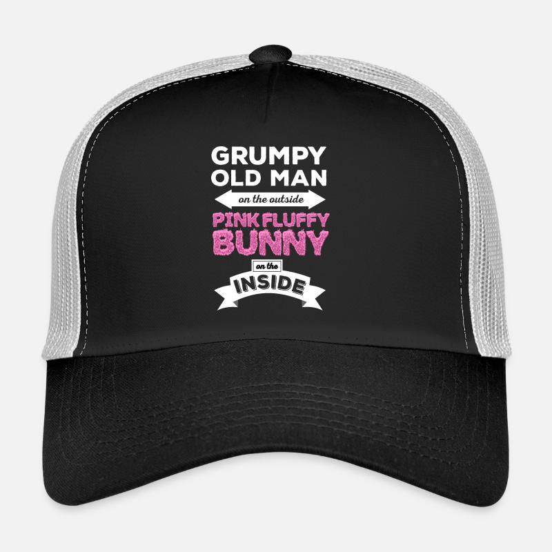 Grumpy Rosa flaumige Häschen - Trucker Cap - Schwarz/Steingrau
