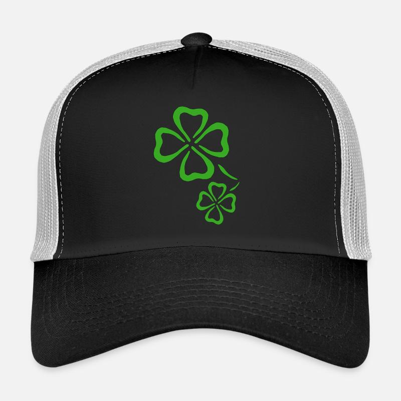 kleeblatt glueck shamrock luck four leaf clover23 - Trucker Cap - Schwarz/Steingrau