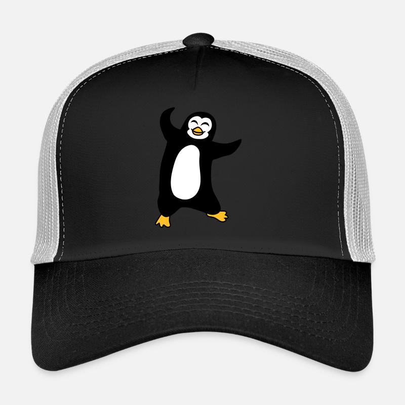 pinguin tanzen gluecklich froehlich vogel springen - Trucker Cap - Schwarz/Steingrau