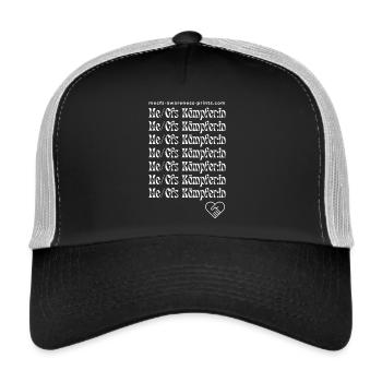 ME/CFS KÄMPFER:IN VI 💪- weiß 🤍 - Trucker Cap - Schwarz/Steingrau - Vorne