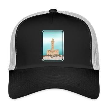 Phare de Vieste, Italie - Casquette trucker  - noir/gris pierre - Devant