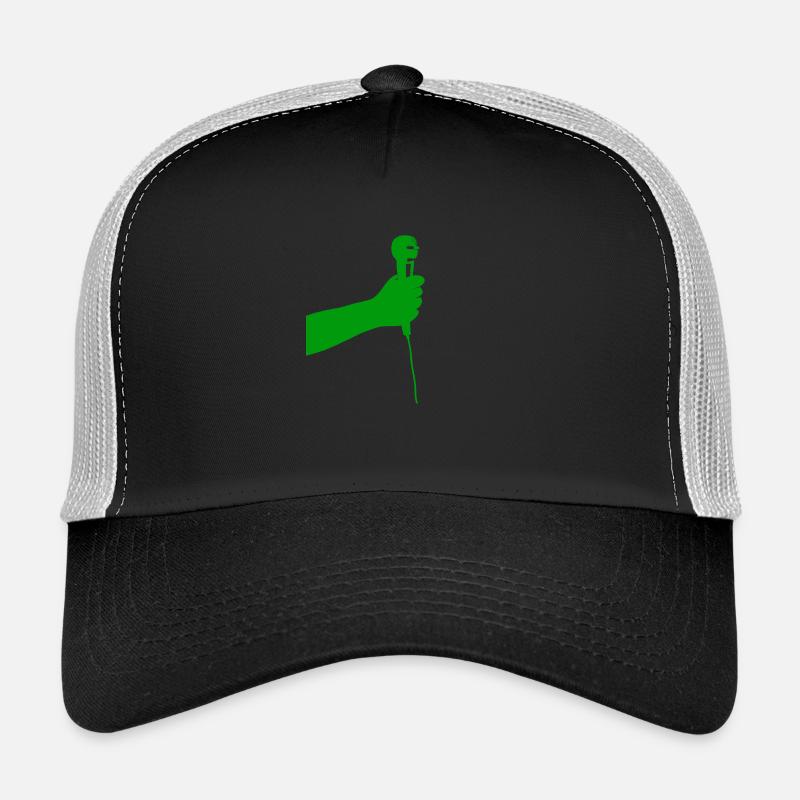 microphone (vert) - Casquette trucker - noir/gris pierre