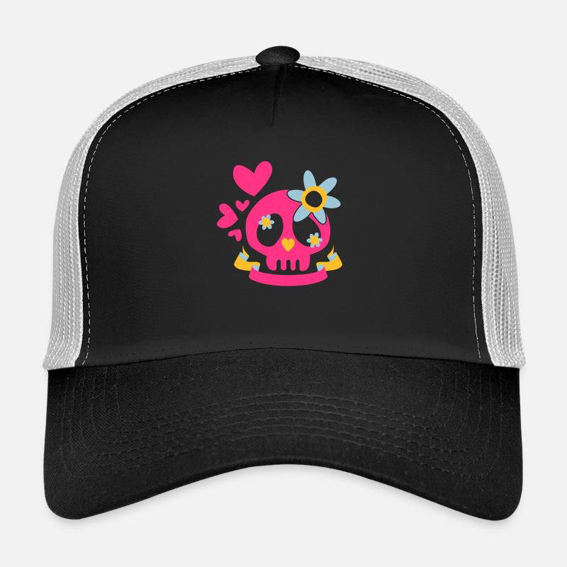 Tête de mort princesse - Casquette trucker  - noir/gris pierre