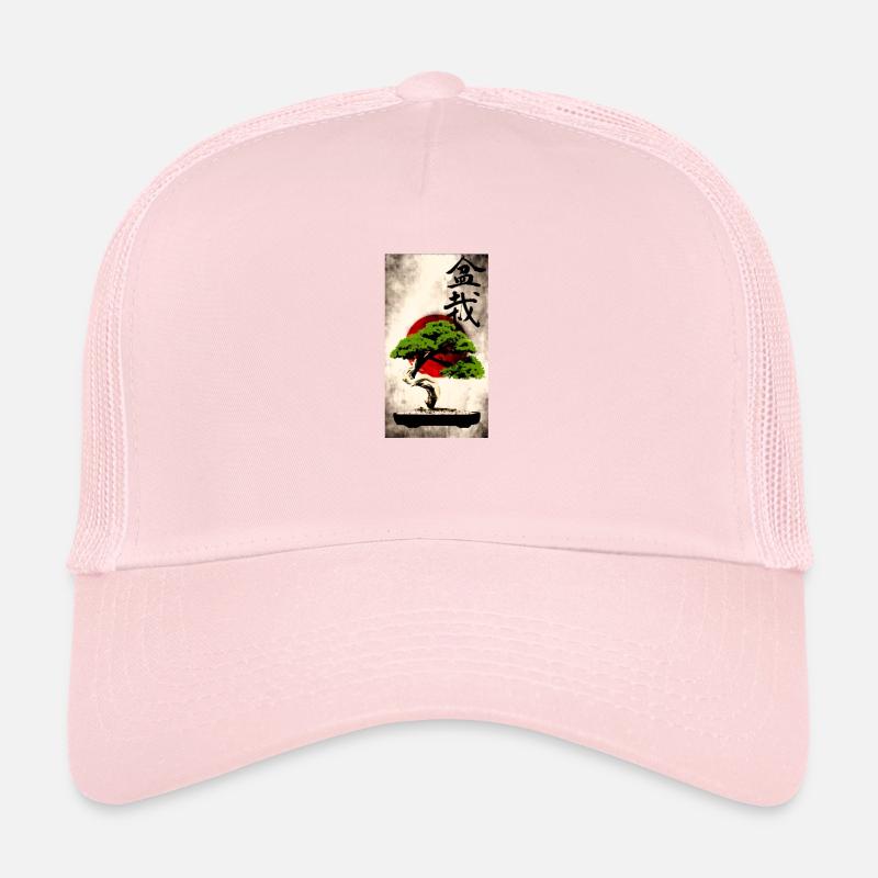 Bonsai vor japanischer Flagge Kunstdruck Trucker Cap