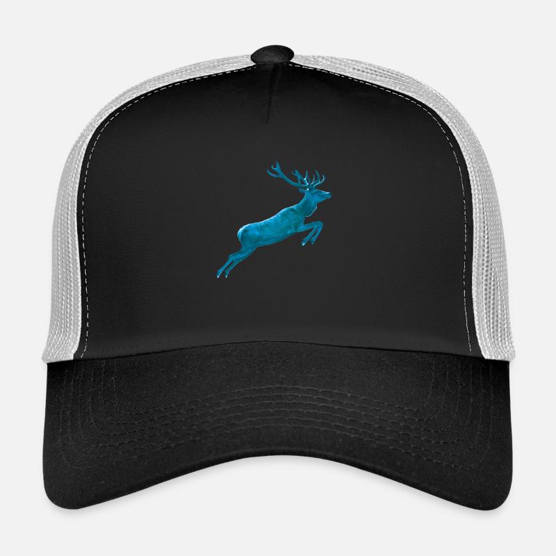 Deer Jumping blue Trucker Cap
