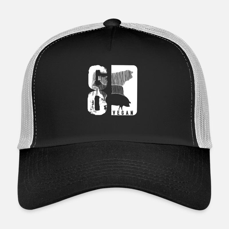 GO VEGAN - Trucker Cap - Schwarz/Steingrau