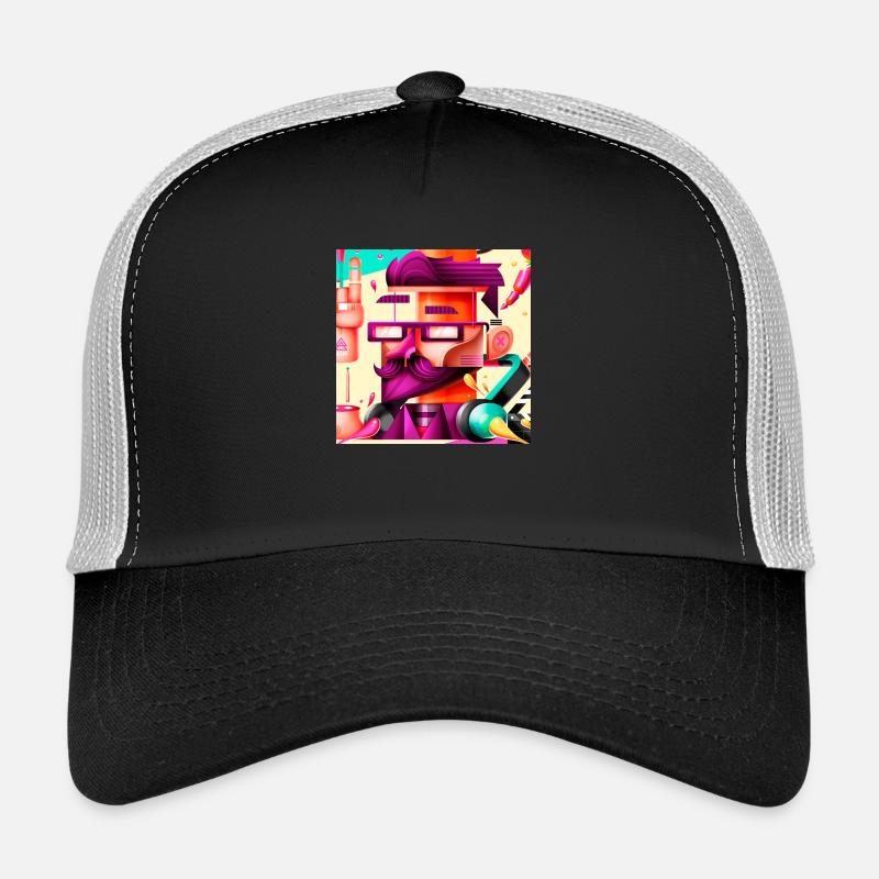 logo hipster - Casquette trucker  - noir/gris pierre