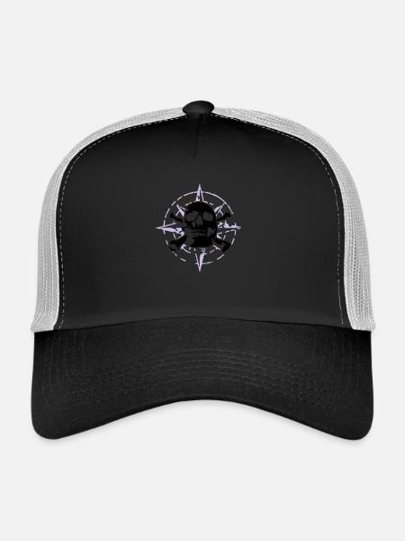 windrose_skull_02_d_3c - Casquette trucker - noir/gris pierre