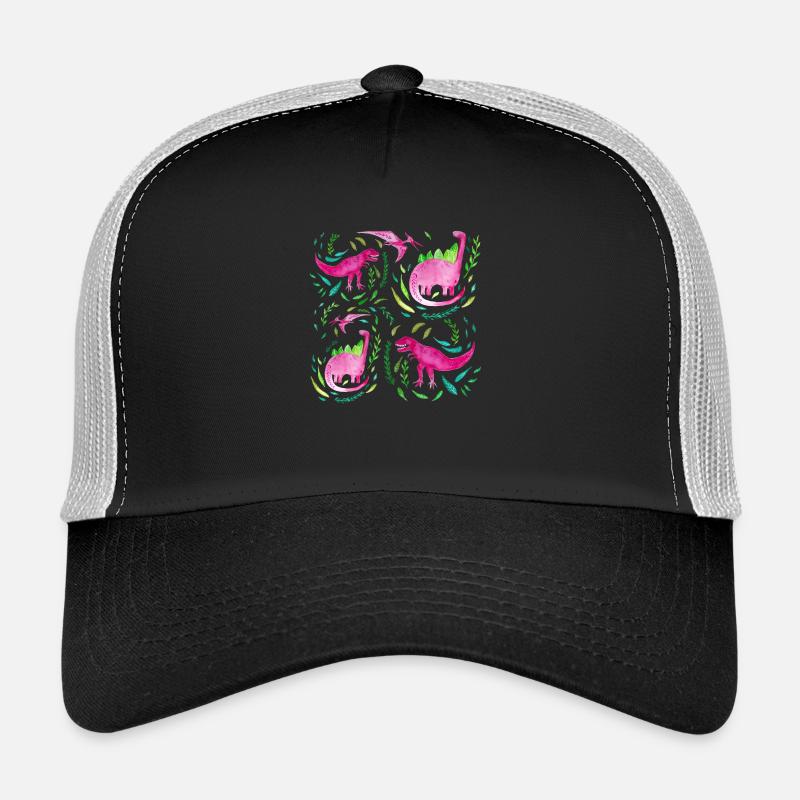 Rosa Dinosaurier für Mädchen Geschenk - Trucker Cap - Schwarz/Steingrau
