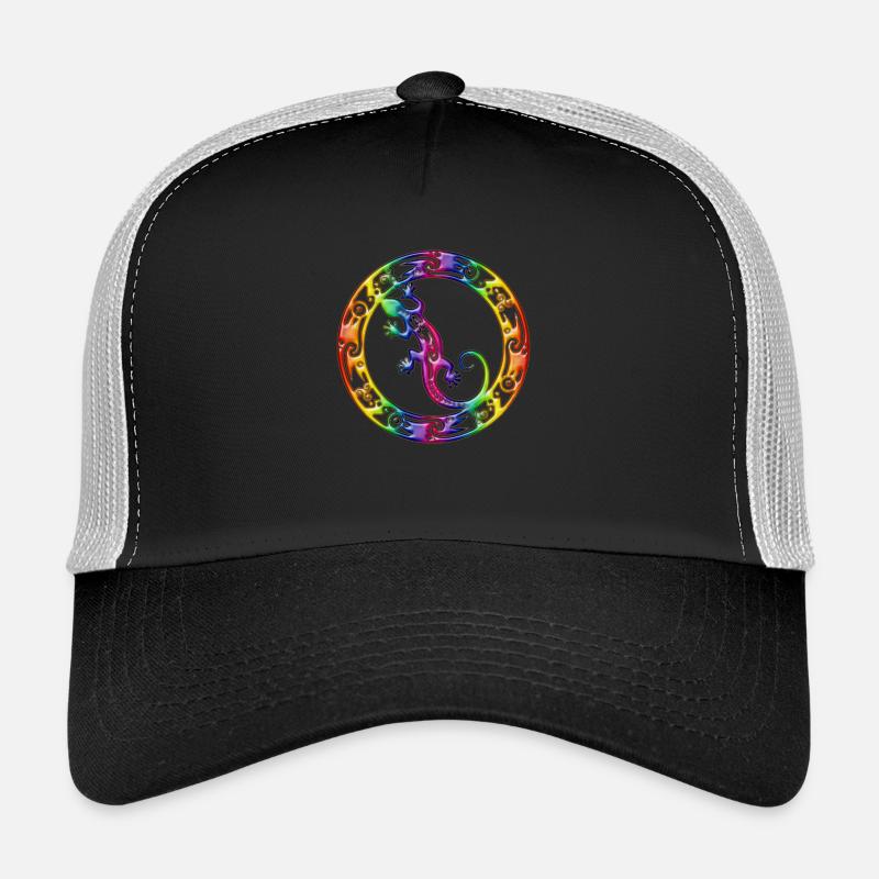 Gecko Ornament Rainbow - Trucker Cap - Schwarz/Steingrau