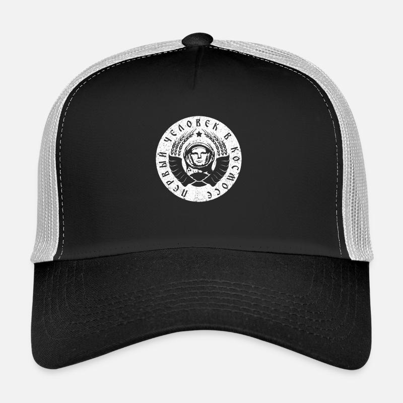 Cosmonaute 1c blanc (à l'ancienne) - Casquette trucker  - noir/gris pierre