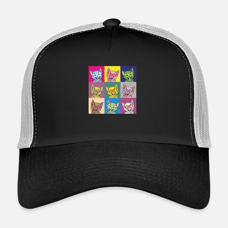 Katzen Pop Art - Trucker Cap - Schwarz/Steingrau