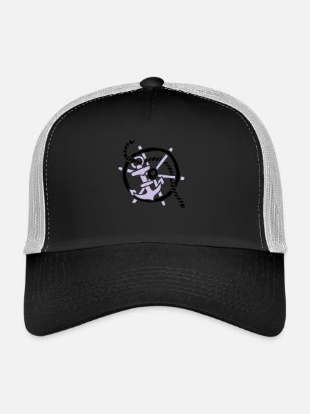 Anker Seemann Anchor Sailor Tattoo Oldschool SOS - Trucker Cap - Schwarz/Steingrau - Vorne