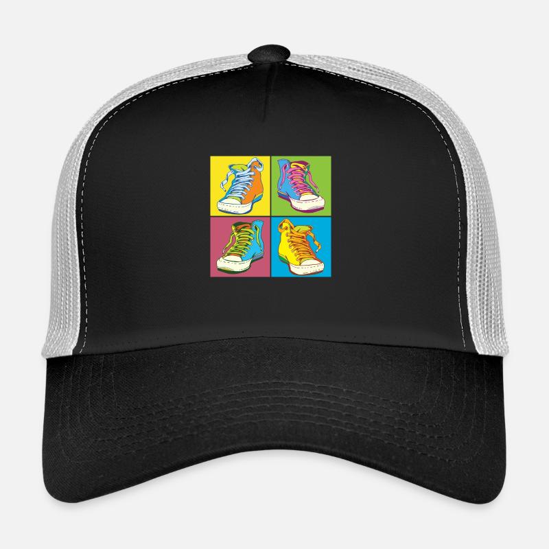 Andy Warhol Pop-Art Schuhe - Trucker Cap - Schwarz/Steingrau