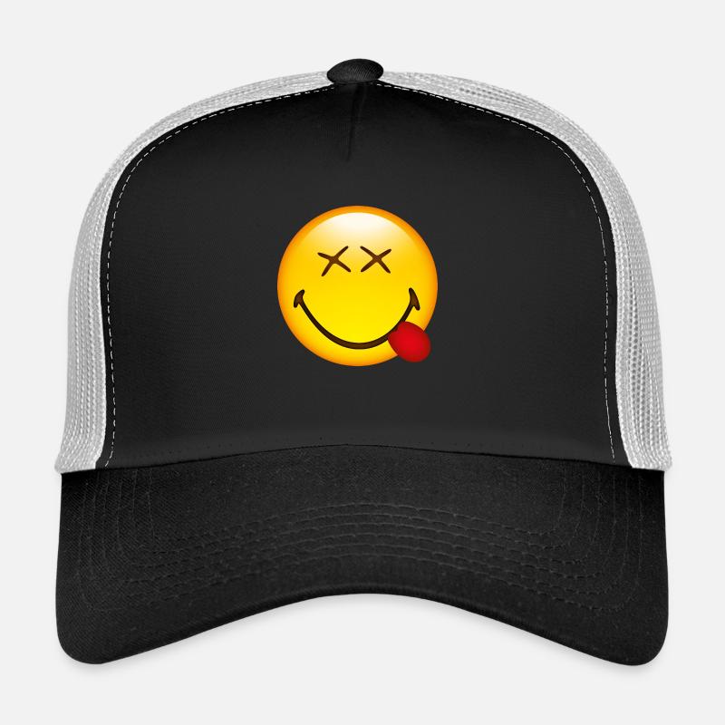 Smiley Tongue out - Trucker Cap - Schwarz/Steingrau