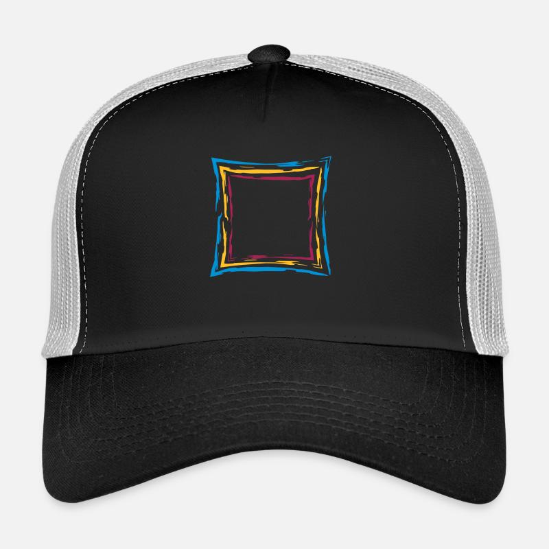 colorful many lines frame square border square Trucker Cap
