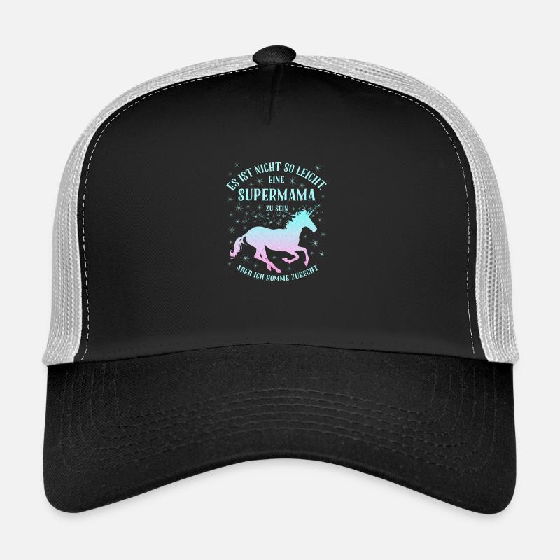 Einhorn Super-Mama - Trucker Cap - Schwarz/Steingrau