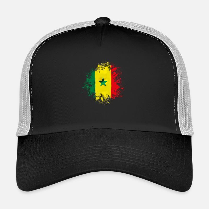 senegal flag design - Trucker Cap - Schwarz/Steingrau