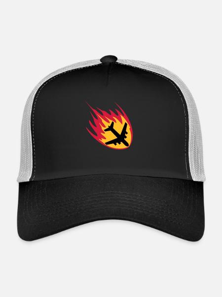 fire flames burn crash crash crash landing acciden - Trucker Cap - black/stone grey - Front