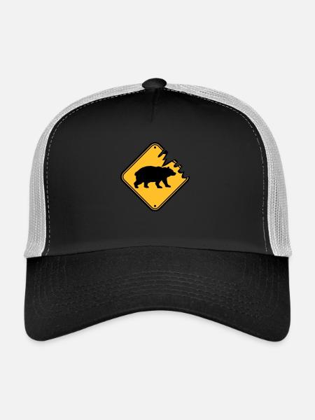 Bouclier Ours Danger pour la vie - Casquette trucker  - noir/gris pierre - Devant