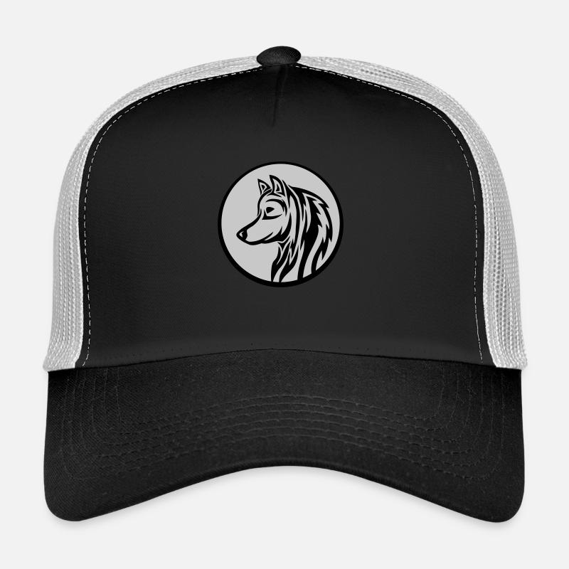 Tatouage de loup rond Casquette trucker 
