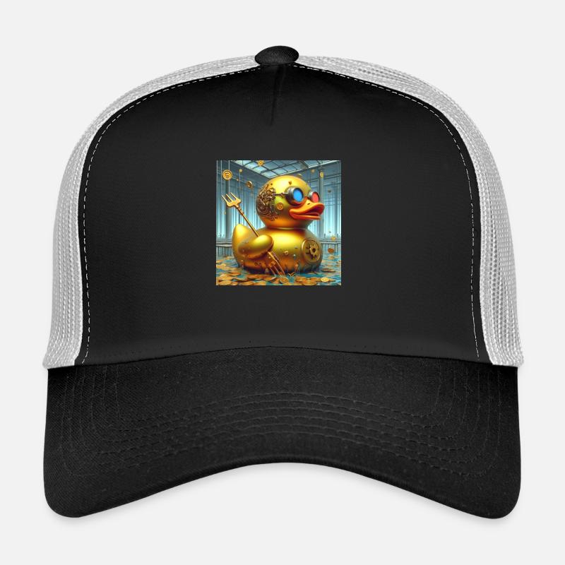 Bathing Duck Gold Surreal Steampunk Abstract Trucker Cap