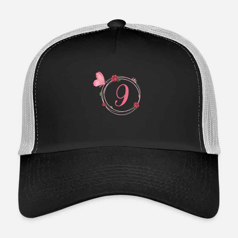 9e anniversaire papillon et fleurs fillettes Casquette trucker 