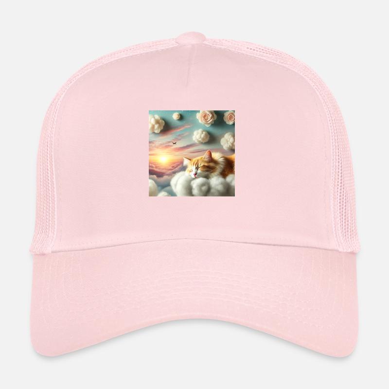 Eine Katze schläft friedlich auf einer Wolke Trucker Cap
