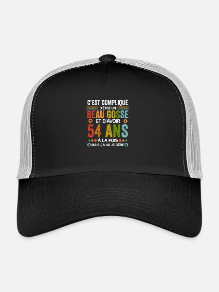 54 ans Cadeau Anniversaire 54 ans Drôle - Casquette trucker  - noir/gris pierre - Devant