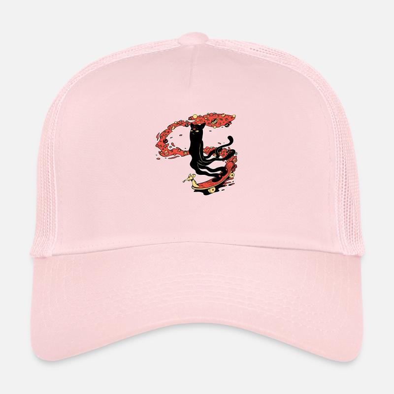 Le chat mou fait du skate dans l'espace Casquette trucker 